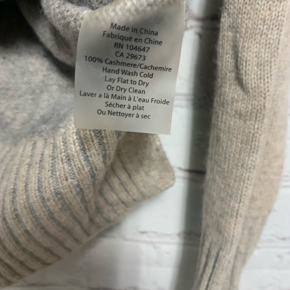 Kinross Cashmere Plait Funnel Neck Tan Gray Sweater Size XS 38” - Picture 4 of 5